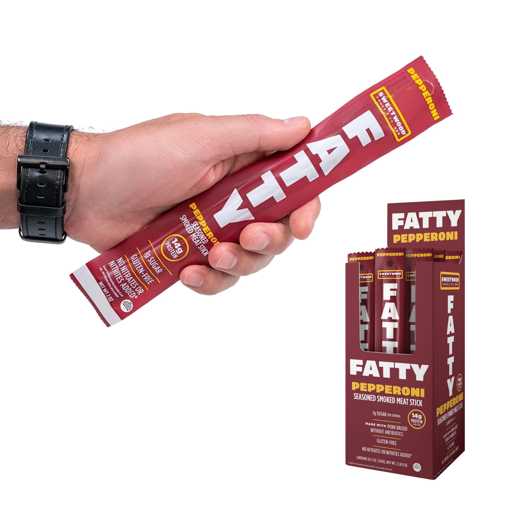 FATTY Meat Sticks, GrassFed DHF10 Beef, High Protein Snack, Camping