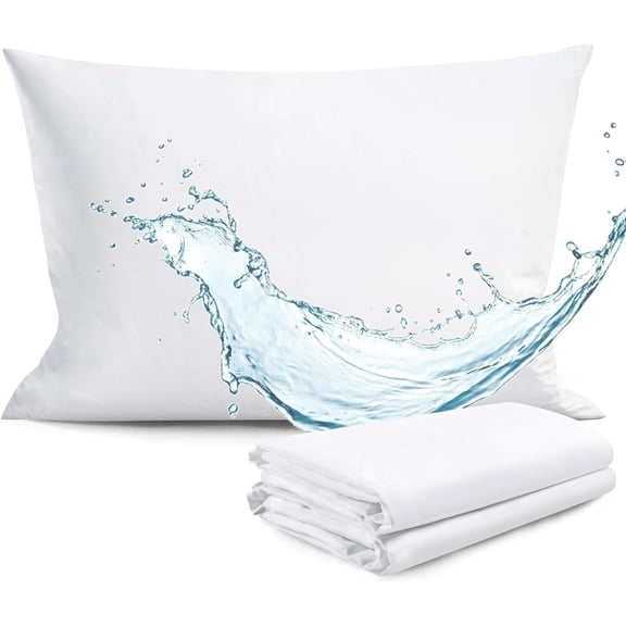 FAUNNA Zippered Waterproof Pillow Protectors, 2 Pack, King Size, Soft Comfortable Sateen 100% Long-Staple Cotton, Quiet and Breathable Pillowcase