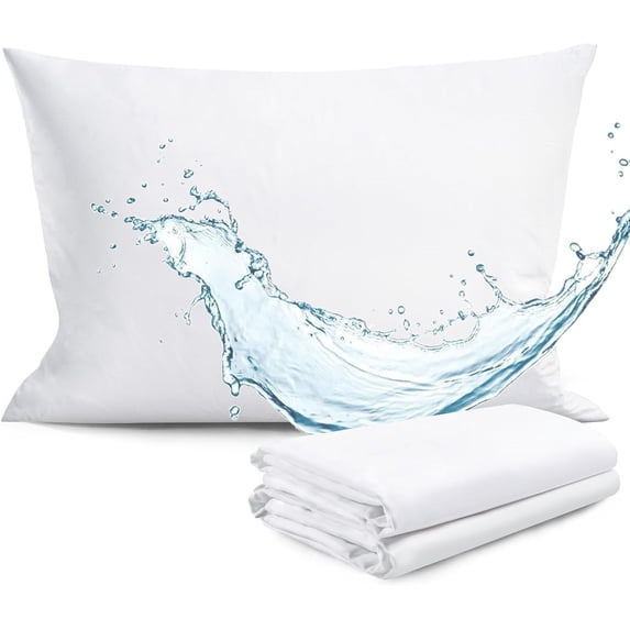 FAUNNA Zippered Waterproof Pillow Protectors, 4 Pack, King Size, Soft Comfortable Sateen 100% Long-Staple Cotton, Quiet and Breathable Pillowcase