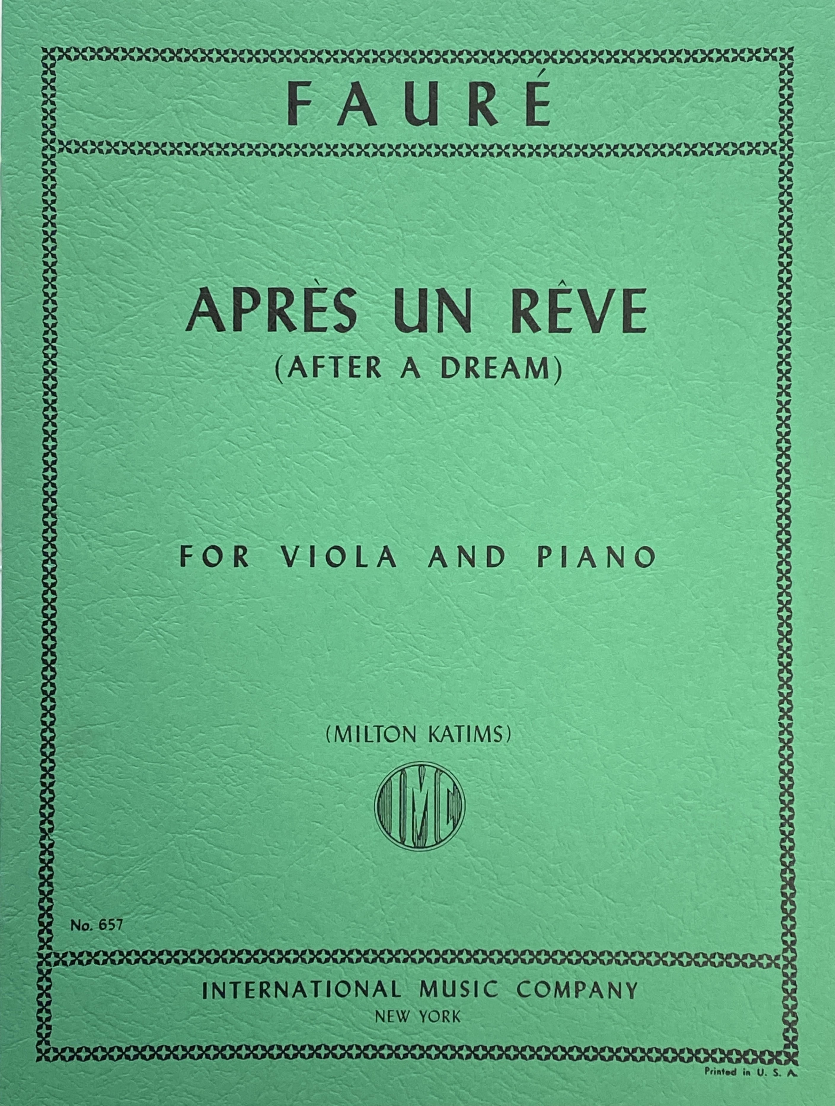 FAURE - Apres un Reve para Viola y Piano (Katims) || C # 637 - Walmart.com
