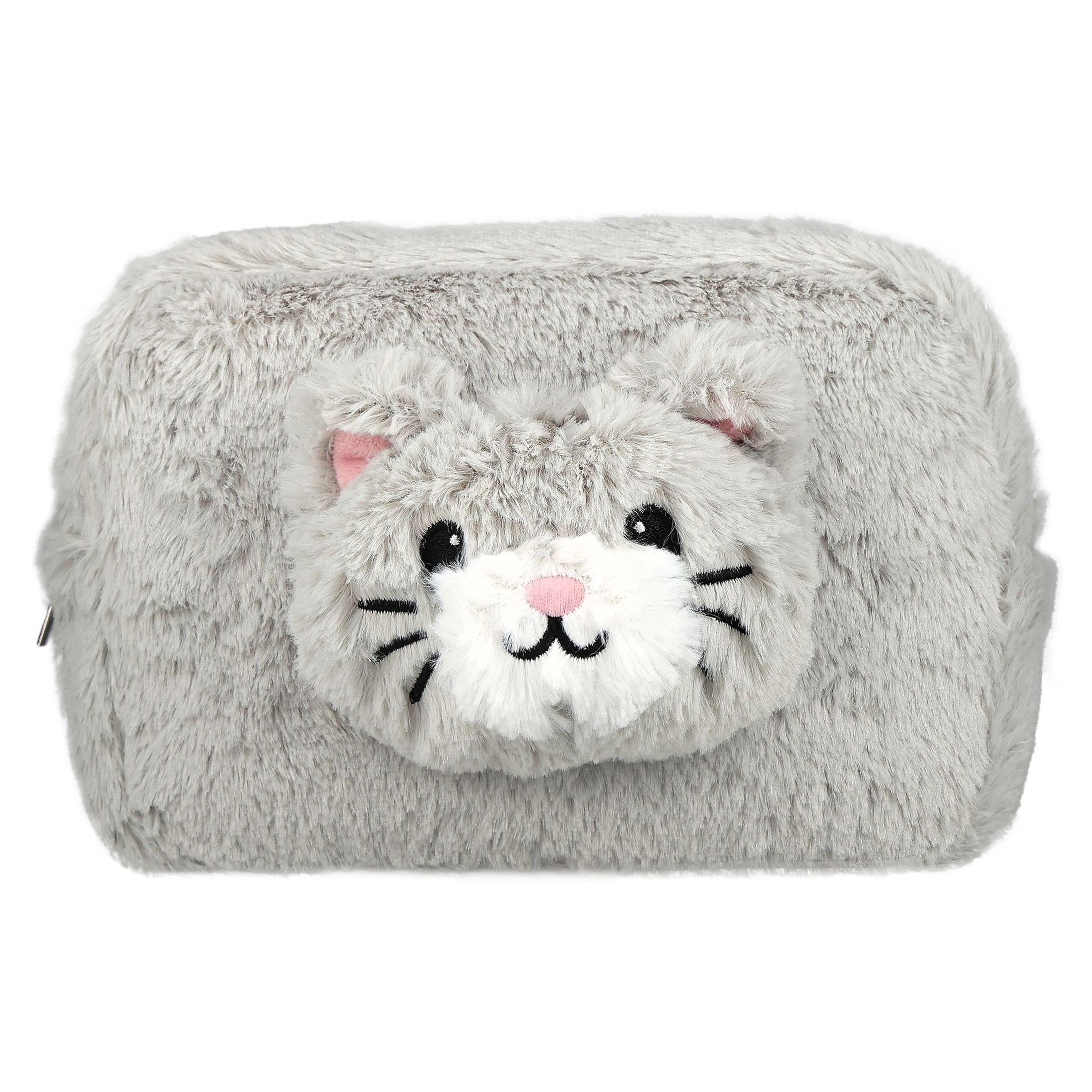 Pen + Gear Faux Fur Cat Pencil Pouch, Grey, Educational Level