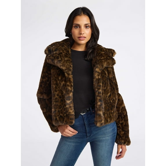 Sofia by Sofia Vergara Women's and Women's Plus Size Faux Fur Chubby Jacket, Sizes XS-4X
