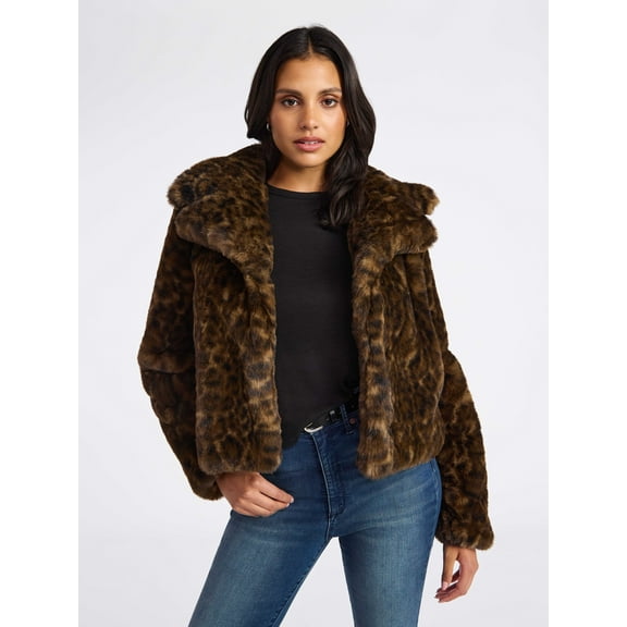 Sofia by Sofia Vergara Women's and Women's Plus Size Faux Fur Chubby Jacket, Sizes XS-4X