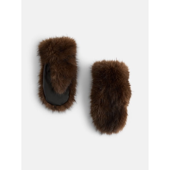 Scenario Women's Faux Fur Gloves, Brown