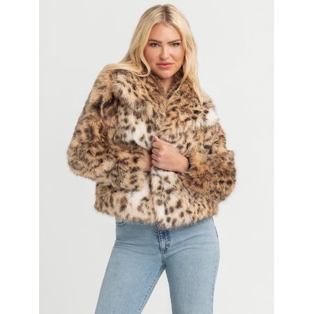 Jessica Simpson Women's Round Collar Faux Fur Jacket, Sizes XS-XXL