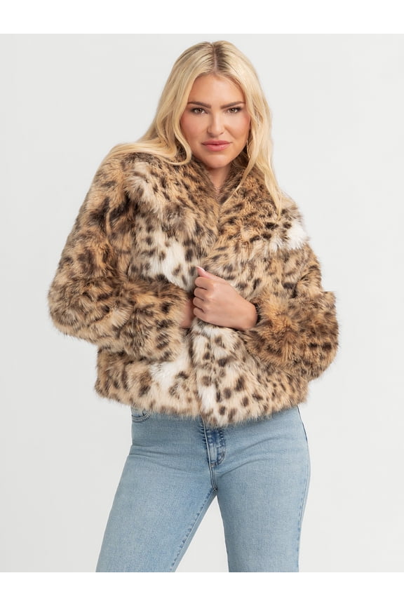 Women's Round Collar Faux Fur Jacket, Sizes XS-XXL