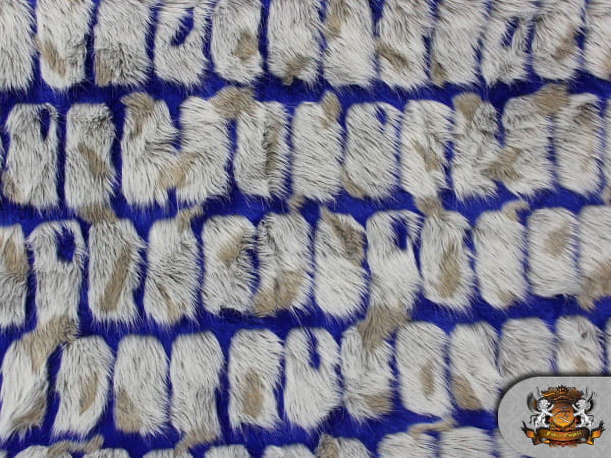 FAUX FUR LONG PILE BRICKS FUR BLUE GREY FABRIC