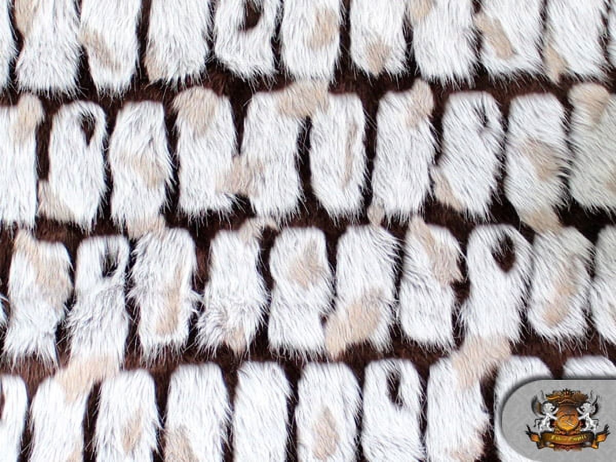 FAUX FUR LONG PILE BRICKS FUR DARK BROWN GREY FABRIC