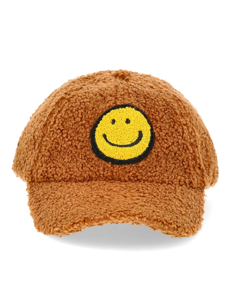 Wonder Nation Boys Faux Shearling Baseball Hat with Smiley 