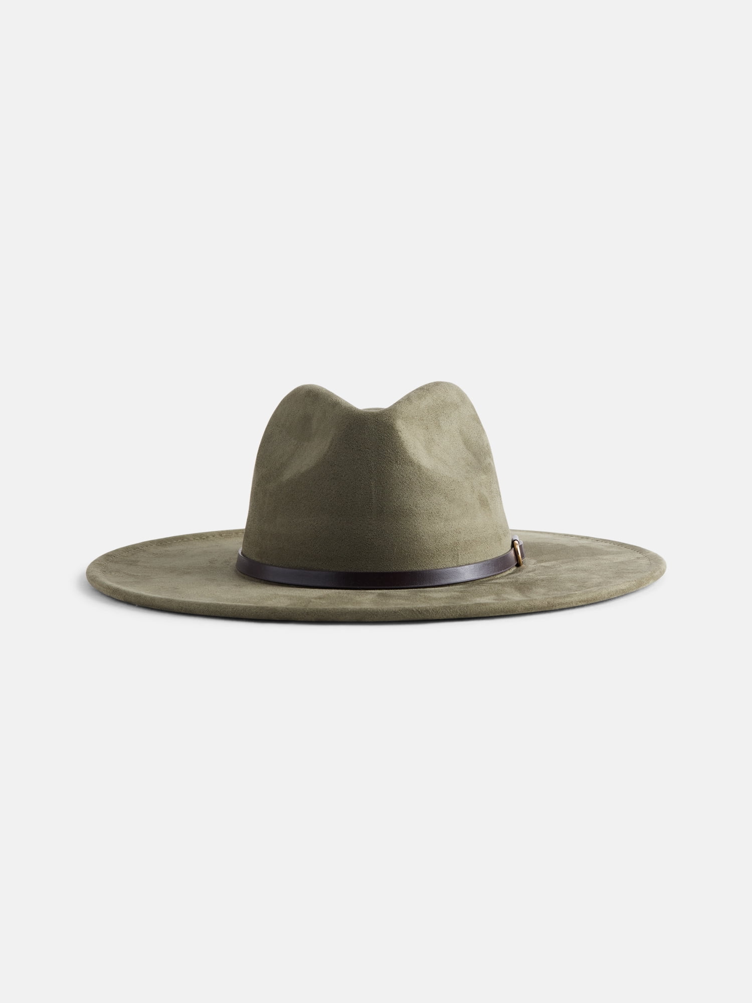 Scenario Women's Faux Suede Fedora with Mix Media Band, Olive