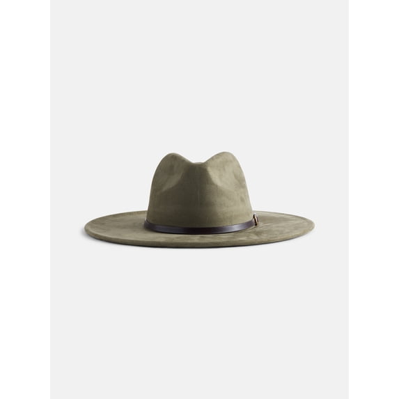 Scenario Women's Faux Suede Fedora with Mix Media Band, Olive