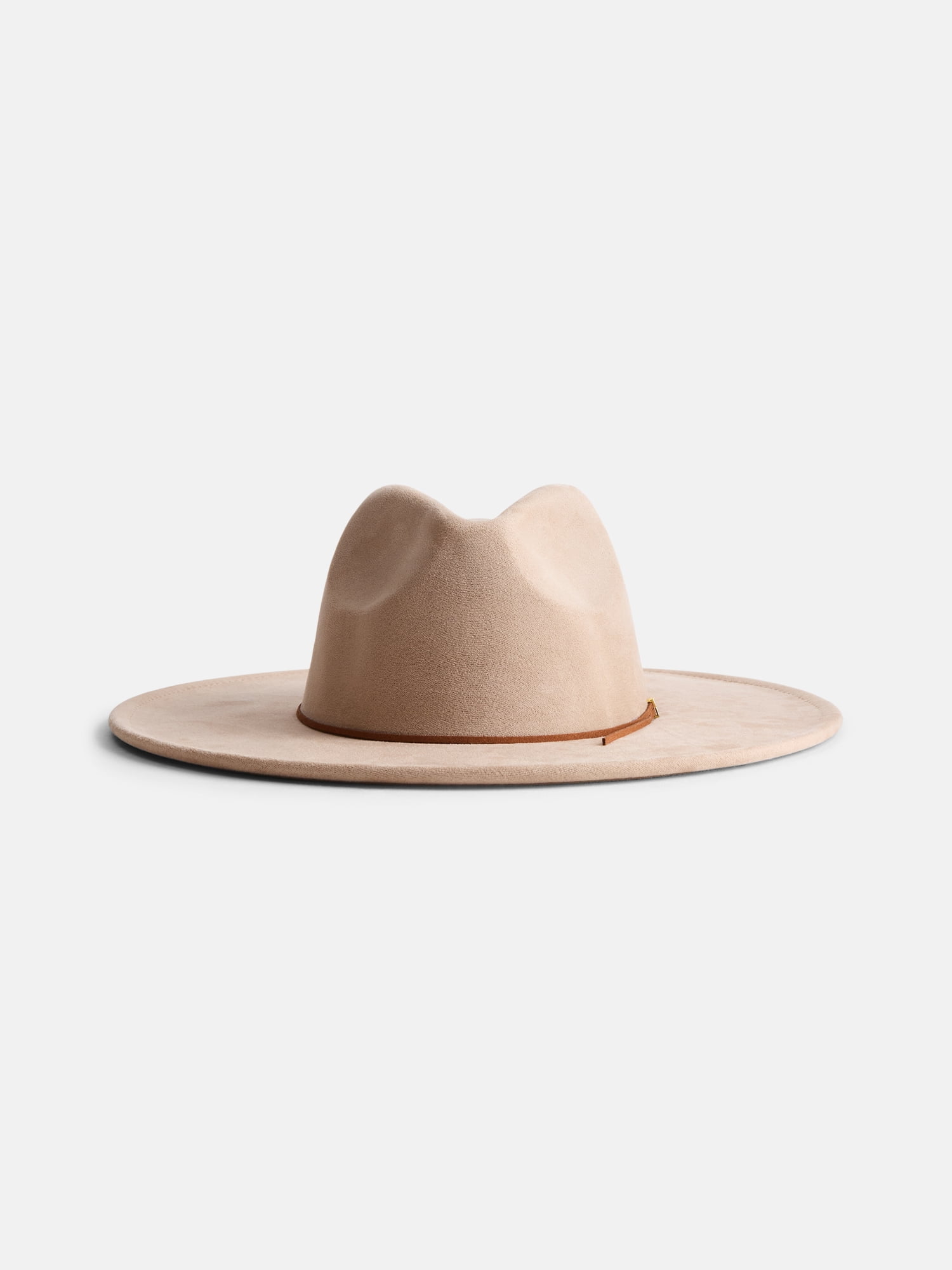 Scenario Women's Faux Suede Fedora with Mix Media Band, Light Tan