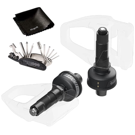 FAVERO ASSIOMA Duo-Shi Both Sides Power Meter Spindles (Shimano Pedals Compatible) Bundle with HogoR Cleaning Cloth and Multi Tool Screwdriver