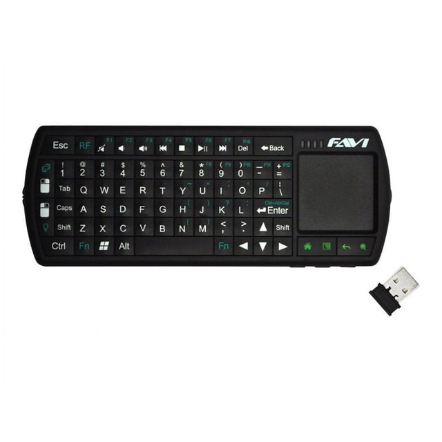 FAVI FE02RF-BL FAVI SmartStick Mini Wireless Keyboard with Mouse Touchpad - Wireless Connectivity - RF - USB InterfaceTouchPad - Home, Search, Back, Music, Menu Hot Key(s) - Black