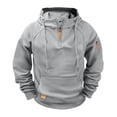 thumbnail image 1 of FAVIPT 1/4 Zip Tactical Hoodies for Men Casual Fashion Winter Warm Pullover Multi-Pockets Slim Sweatshirt Athletic Hiking Training Hoodie Gray,XXL, 1 of 3