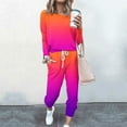 thumbnail image 1 of FAVIPT 2 Piece Gradient Outfits for Women Crewneck Long Sleeve Tops Long Pants Lounge Sets with Drawstring Tracksuit Jogger Sets Orange S, 1 of 5