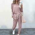 thumbnail image 1 of FAVIPT 2 Piece Outfits for Women Sweatsuit Solid Long Sleeve Pullover Top with Jogger Sweatpants Fall Fashion Loungewear Set Pink M, 1 of 5