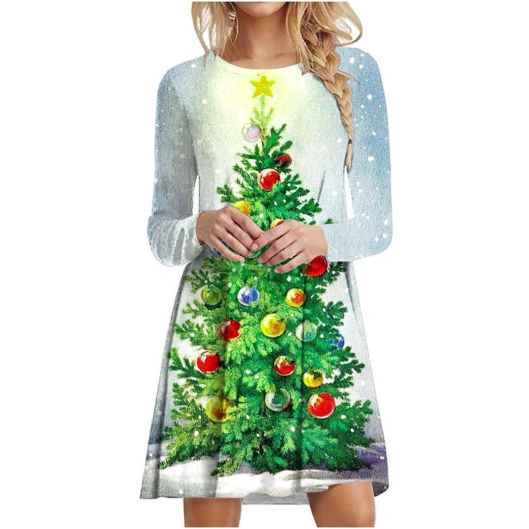 white christmas dresses Plus Size Sequin Christmas Lights T-Shirt Dress main image 1