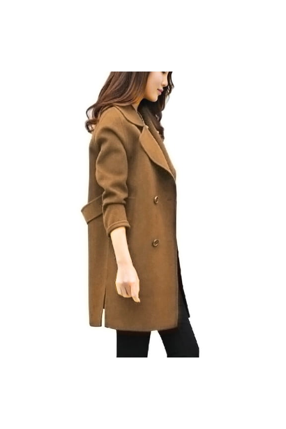 2024 Clearance Blazer Jackets for Women,Ladies Notched Lapel Collar Double Breasted Pea Coat Winter Wool Blend Trench Coats Long Jackets