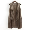thumbnail image 1 of FAVIPT 2024 Fringe Vest for Women Clearance Sale,Ladies Faux Suede Leather Cowboy Style Vest Sleeveless Tassels Cardigan Waistcoat, 1 of 8