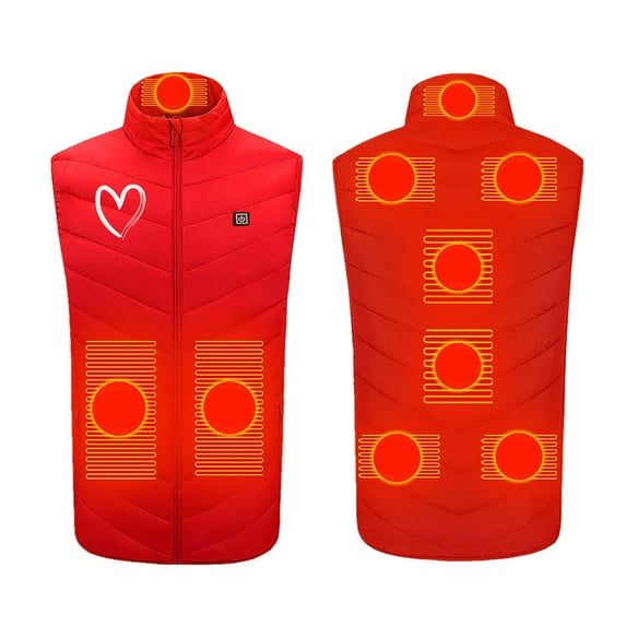 FAVIPT 2024 Heated Vest Women, Unisex Winter 9 Zones Heating Vest with Battery Pack Lightweight Rechargeable Love Print Down Vest Jacket
