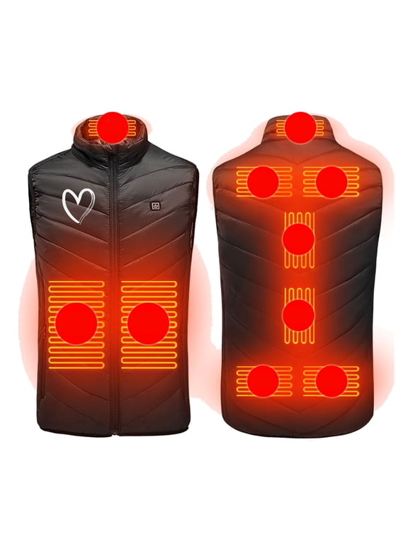 2024 Heated Vest Women, Unisex Winter 9 Zones Heating Vest with Battery Pack Lightweight Rechargeable Love Print Down Vest Jacket