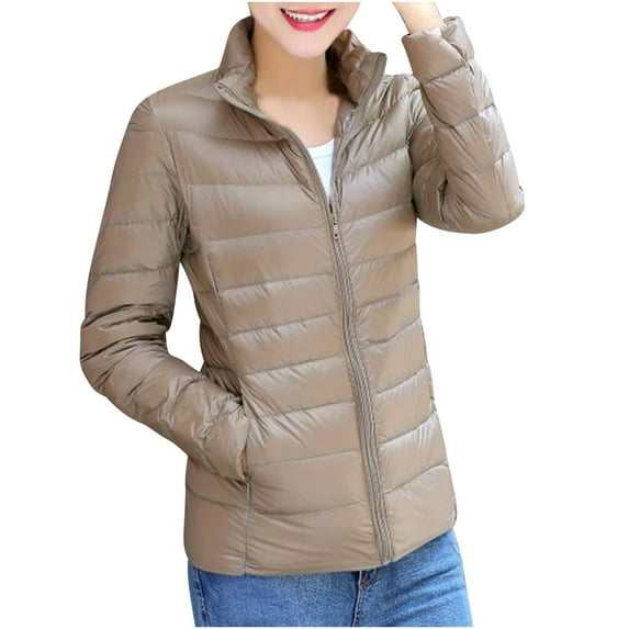 FAVIPT 2024 Lightweight Down Jacket Women, Women's Lightweight Packable Puffer Jacket Long Sleeve Comfortable Quilted Padded Down Jacket
