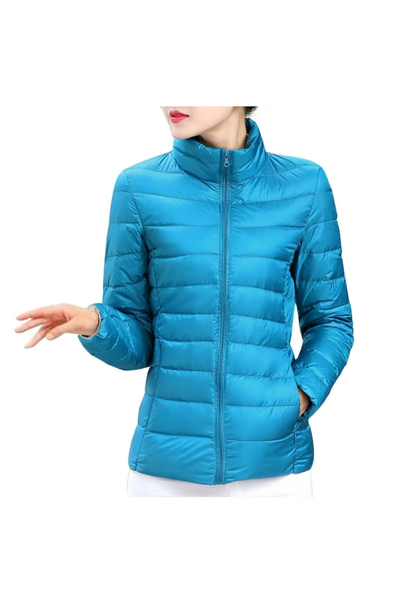 2024 Lightweight Down Jacket Women, Women's Lightweight Packable Puffer Jacket Long Sleeve Comfortable Quilted Padded Down Jacket