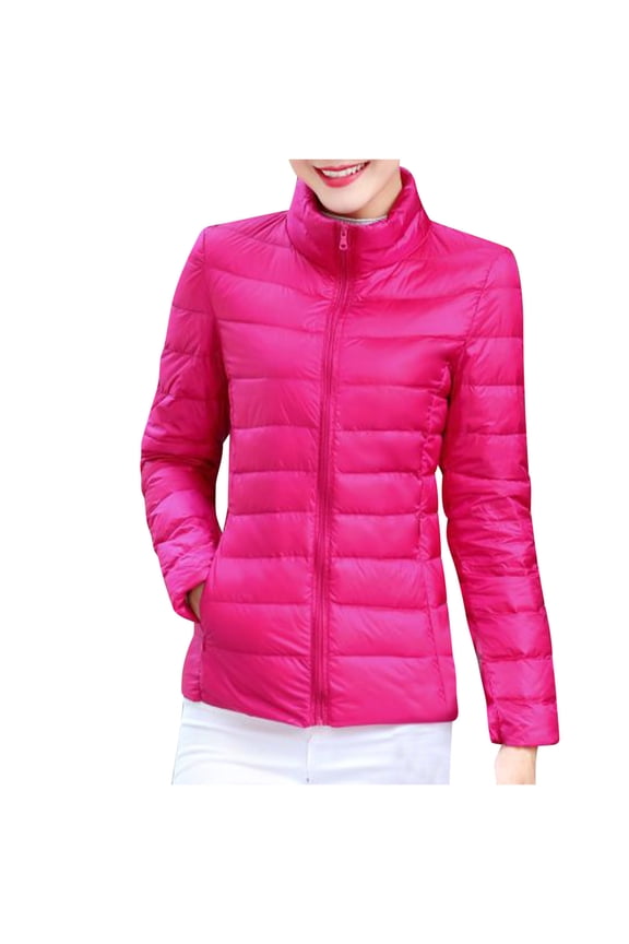 2024 Lightweight Down Jacket Women, Women's Lightweight Packable Puffer Jacket Long Sleeve Comfortable Quilted Padded Down Jacket