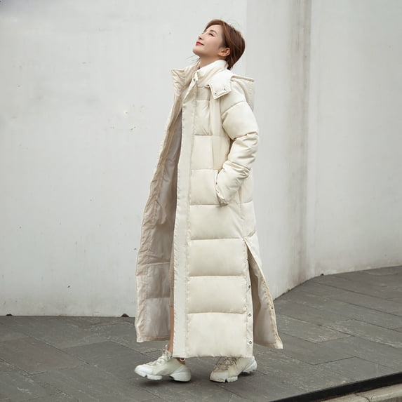 FAVIPT 2024 Long Puffer Coat Women Plus Size,Womens Winter Thicken Hooded Down Jacket Fashion Casual Long Sleeve Padded Coats with Belted Warm Parka Outerwear