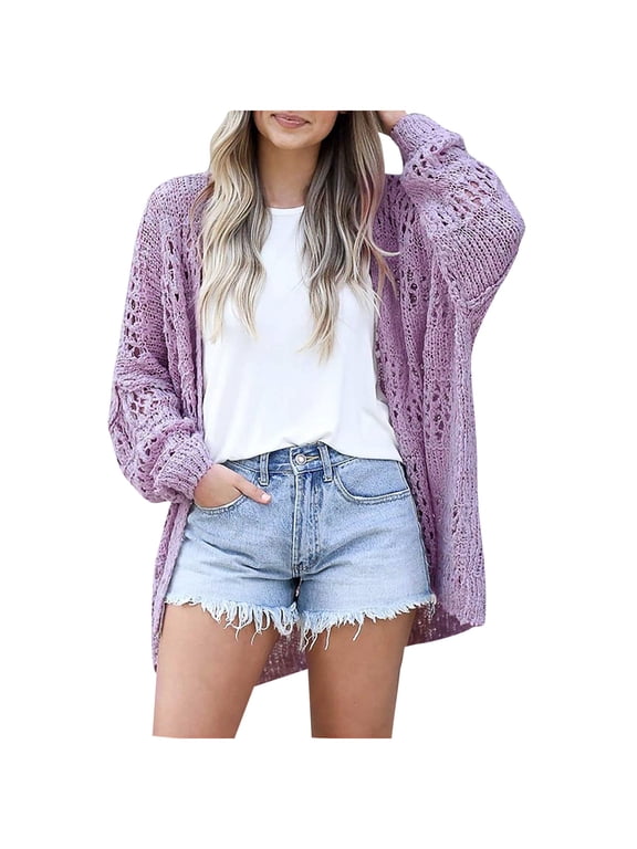 2024 Oversized Cardigans for Women Long Sleeve Knit Sweater Open Front Crochet Lightweight Oversized Sweaters for Women Cardigan Sweater Coat Top Outwear for Women