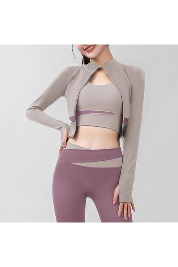 2024 Running Jackets for Women Slim Fit Solid Color Patchwork Athletic Workout Jacket Zipper Quick Dry Tight Sports Fitness Yoga Coat Outerwear