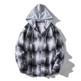 thumbnail image 1 of FAVIPT 2024 Women Plaid Shacket Jacket Casual Long Sleeve Button Down Shirt Chest Pocketed Shirts Light Weight Loose Jacket, 1 of 9