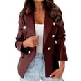 thumbnail image 1 of FAVIPT 2024 Women's Faux Leather Blazer Jackets,Double Breasted Buttons Faux Leather Blazer Women Long Sleeve Coat Notch Collar Leather Jacket Women, 1 of 9