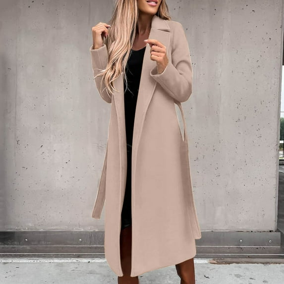 FAVIPT 2024 Women's Wool Blend Trench Winter Jackets Mid Long Warm Pea Coats Dressy Casual Double Breasted Overcoat with Pockets