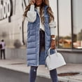 thumbnail image 1 of Women Warm Keeping Long Gilet Solid Color Sleeveless Zipper Puffer Jacket Hooded Waistcoat Midi Length Down Vest Thicken Quilted Coat Padded Outwear, 1 of 7