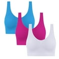thumbnail image 1 of FAVIPT 3 Pack Women Bras Plus Size Push Up Traceless Everyday Wireless Underwear Mesh Breathable Removable Pads Bralette Blue,XXL, 1 of 7
