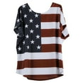 thumbnail image 1 of FAVIPT 4th of July Plus Size Summer Tops for Women US Patriotic Flag Printed Blouses Round Neck Short Sleeve Loose Casual T Shirts Tops Prime Day Deals Today 2024 Red,2XL, 1 of 2
