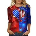 thumbnail image 1 of FAVIPT 4th of July Womens Tshirt Red Blue and White Patriotic Print Blouses 3/4 Sleeve Round Neck Tops Casual Fashion Comfy Soft 2025 Tees Multicolor,XL, 1 of 5