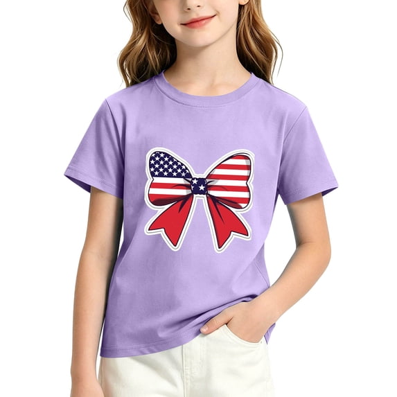 FAVIPT 4th of July Kids T Shirt Summer 250 Years Boys and Girls American Flag Shirts Red White Blue Tshirt Independence Day Tee Purple,7-8Years