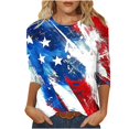 thumbnail image 1 of FAVIPT Americana Tops for Women Three Quarter Sleeve Round Neck Shirts Stars and Stripes Patriotic Print Tops Casual Summer 2025 Tees Camouflage,XL, 1 of 5