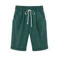 thumbnail image 1 of FAVIPT Army Green Bermuda Shorts Women High Waisted Cotton Linen Elastic Drawstring Summer Shorts Knee Length Plus Size Vacation Shorts 2025 S, 1 of 6