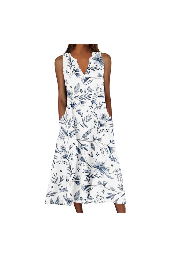 Beach Sundresses for Women 2025 Vacation Casual Plus Size Midi Sun Dress Loose Flowy Dress Summer Boho Long Dresses Trendy White,XXL