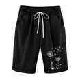 thumbnail image 1 of FAVIPT Bermuda Shorts for Women Dandelion Print High Waisted Cotton Linen Workout Pants 2024 Summer Casual Drawstring Knee Length Shorts Plus Size Black,XXXL, 1 of 2