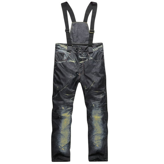 FAVIPT Big and Tall Snow Bib Overalls for Men Insulated Waterproof Overalls Outdoor Snowboard Athletic Jeans Windproof Winter Ski Overalls Dark Blue,XXXL