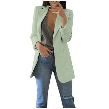 FAVIPT 2024 Blazer Jackets for Women Plus Size Open Front Long Sleeve Casual Work Office Lightweight Blazers with Pockets for Summer Fall Spring