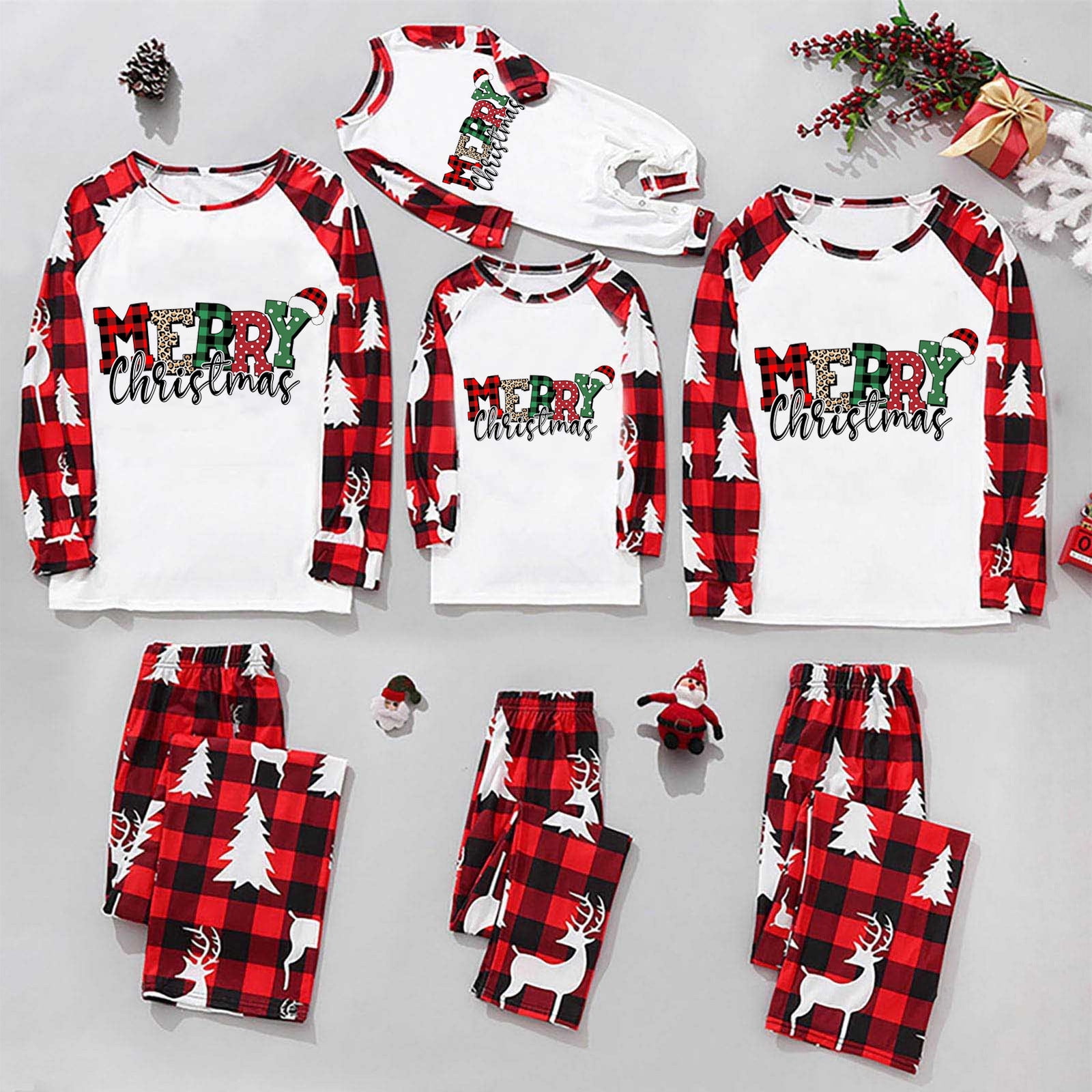 FAVIPT Black and Friday Deals Family Christmas Pajamas Matching Sets