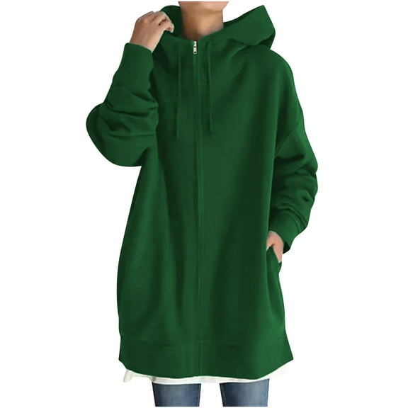 FAVIPT 2024 Hoodies for Women Casual Zip Up Hoodie Long Tunic Sweatshirts Jackets Fashion Plus Size Hoodie with Pockets