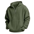thumbnail image 1 of FAVIPT Boys Quarter Zip Hoodies Waffle Knit Preppy Trendy Hooded Sweatshirts Solid Color Casual Pullover Tops with Pocket Army Green,5 Years, 1 of 6