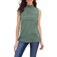 thumbnail image 1 of FAVIPT Camisole Tank Tops for Women Turtleneck Plain Slim Basic Tank Tops Front Pleated Sleeveless Stretchy Layer Shirts Tees Summer 2025 Army Green,L, 1 of 8